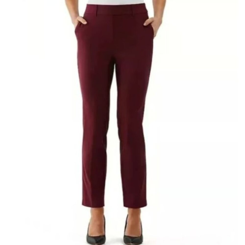 Rafaella Women's Pants 18 Pull-On Stretch Pant Wine Straight Leg Pants Size 18